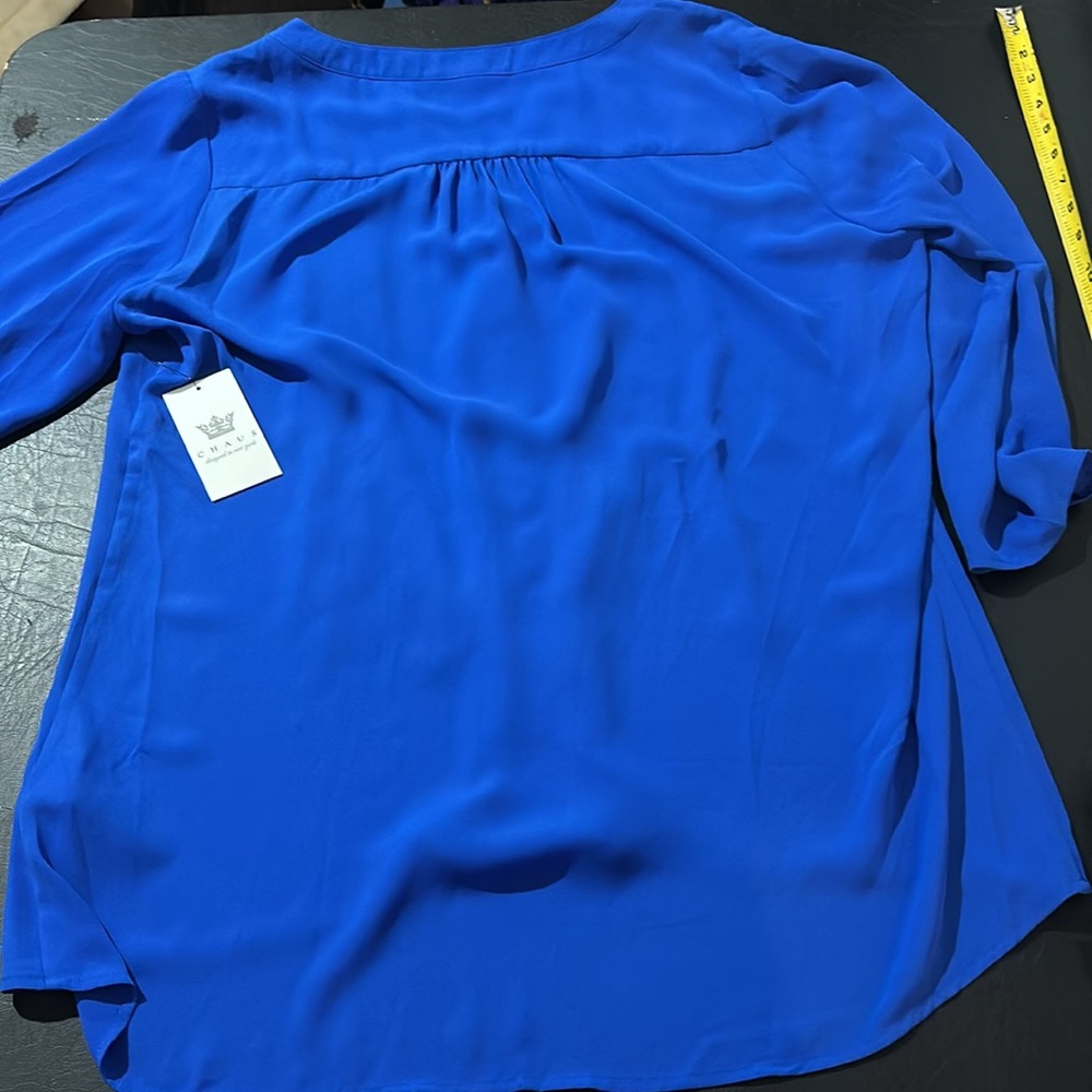 NWT CHAUS Windsor Blue Blouse - Picture 7 of 14